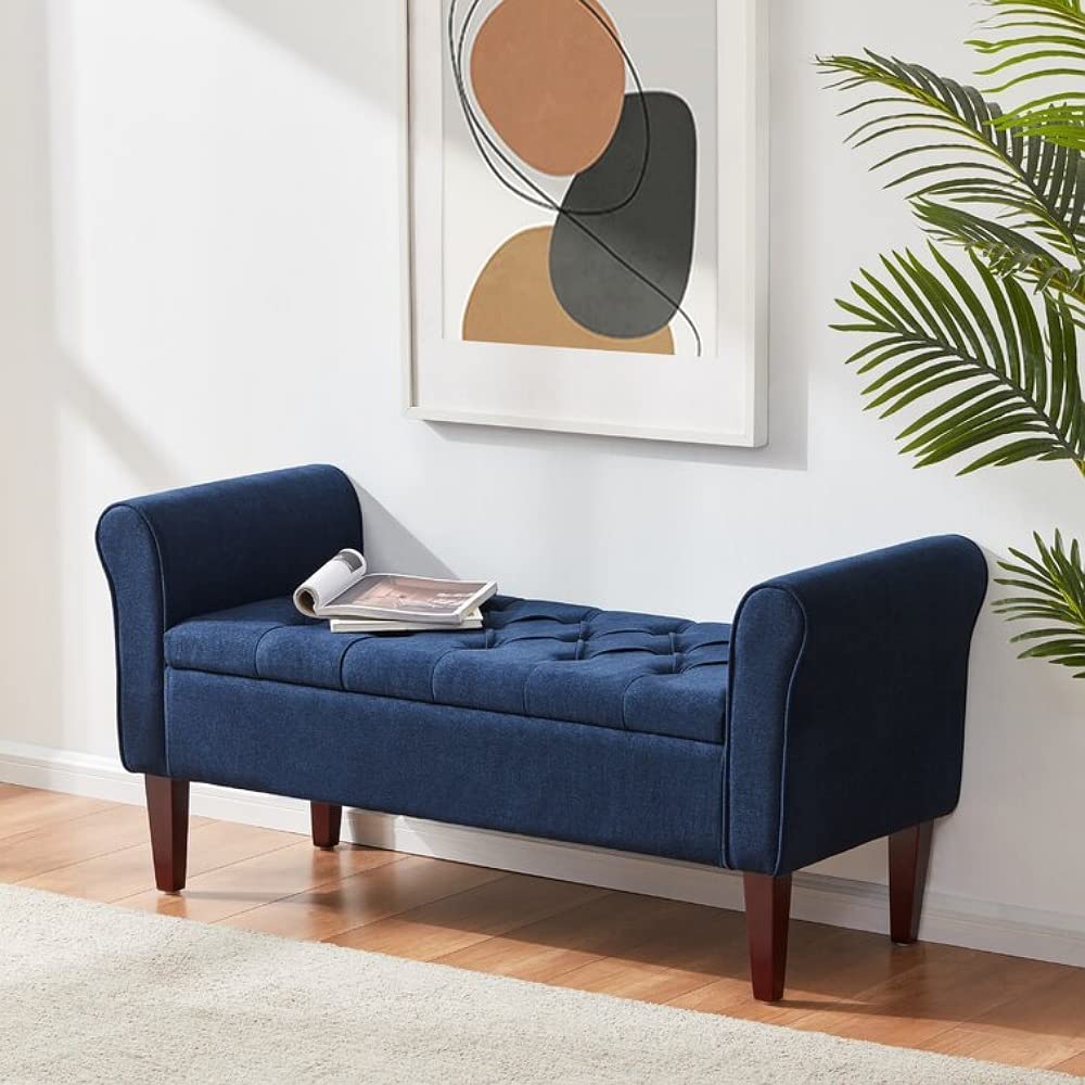 Victoria 2 Seater Fabric Storage Ottoman Bench Sette Pouffe Puffy for Foot Rest - Torque India